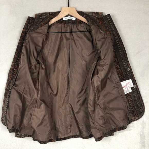 VTG Ken Meritt Rain Shedder Cotton Velvet Blazer Sz 13/14 34" Brown Academia 70s - Picture 4 of 15